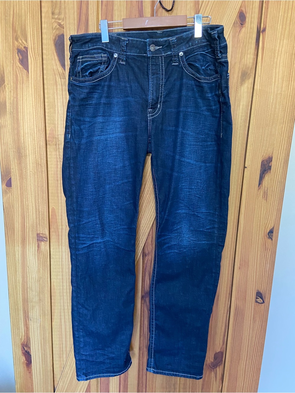 Men’s Silver Jeans Dark Indigo Straight Leg Jeans size 36/32
